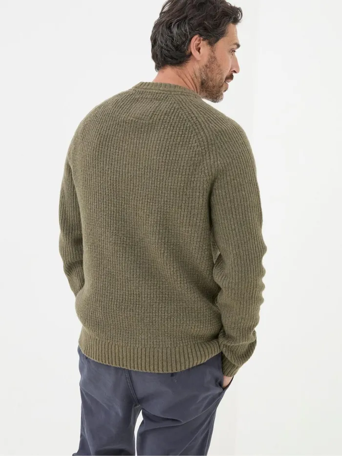 Fat Face Knitwear Calder Khaki Green Crew Neck Jumper 8211 Men