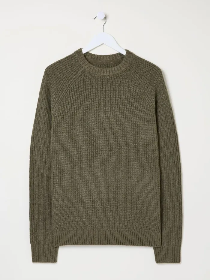 Fat Face Knitwear Calder Khaki Green Crew Neck Jumper 8211 Men