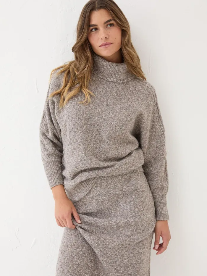Fat Face Knitwear Light Brown Amara Roll Neck Knitted Jumper 8211 Women