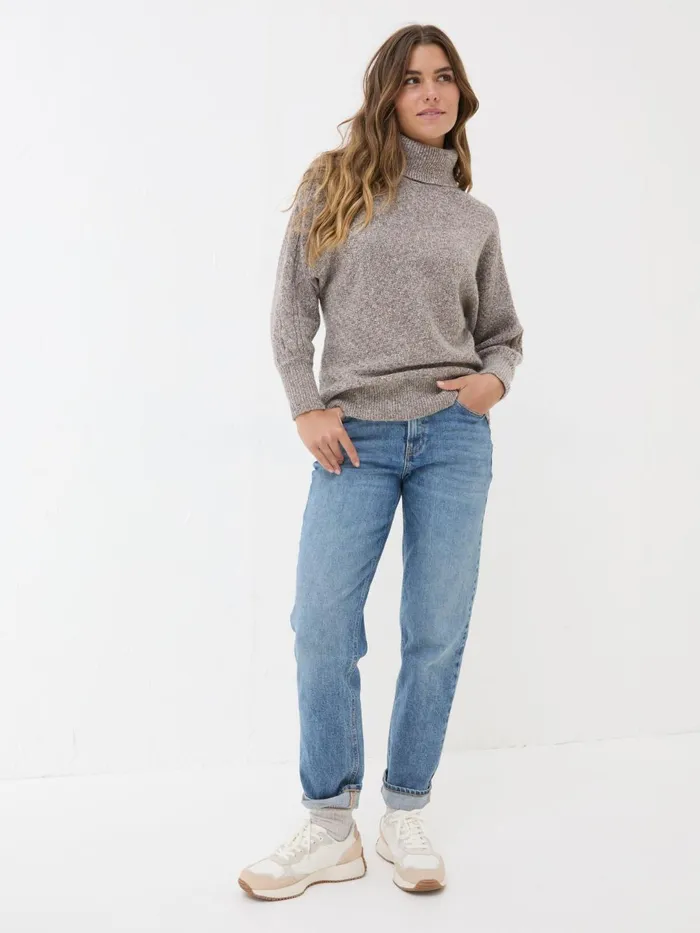Fat Face Knitwear Light Brown Amara Roll Neck Knitted Jumper 8211 Women