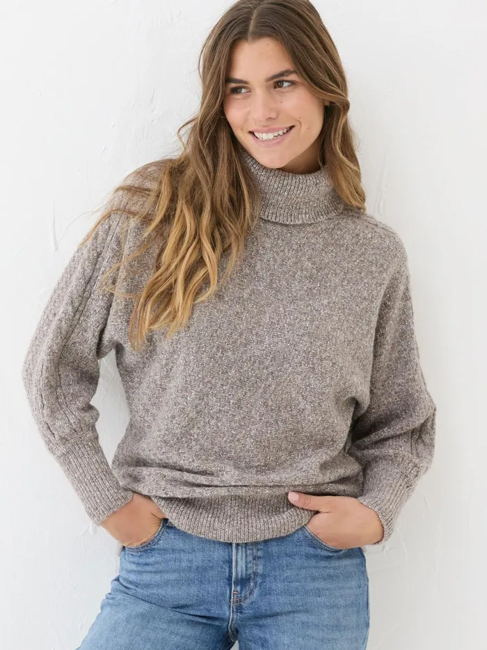 Fat Face Knitwear Light Brown Amara Roll Neck Knitted Jumper 8211 Women