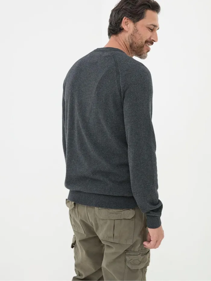 Fat Face Knitwear Rye Charcoal Grey Cotton Cashmere Crew Neck Jumper 8211 Men