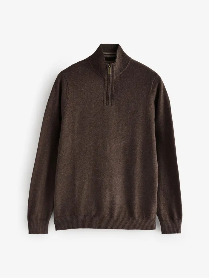 Fat Face Knitwear Rye Dark Brown HalfNeck 8211 Men