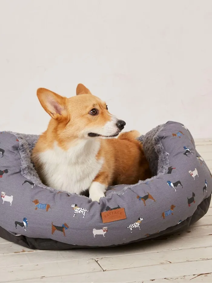 Fat Face Pet Accessories Grey 100 Cotton 89cm Marching Dogs Pet Bed