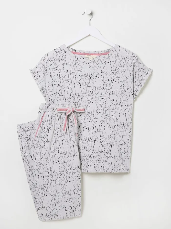 Fat Face Pyjamas and Nightwear Grey Cotton Bunny Pyjamas Set 8211 Women