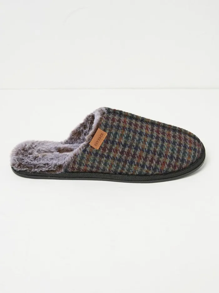 Fat Face Pyjamas and Nightwear Harvey Navy Check Mule Slippers 8211 Men