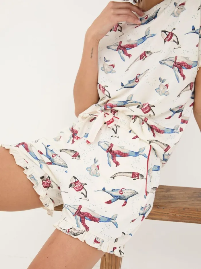 Fat Face Pyjamas and Nightwear Ivory Shelter Wilson The Whale Pyjama Shorts Set 8211 Women