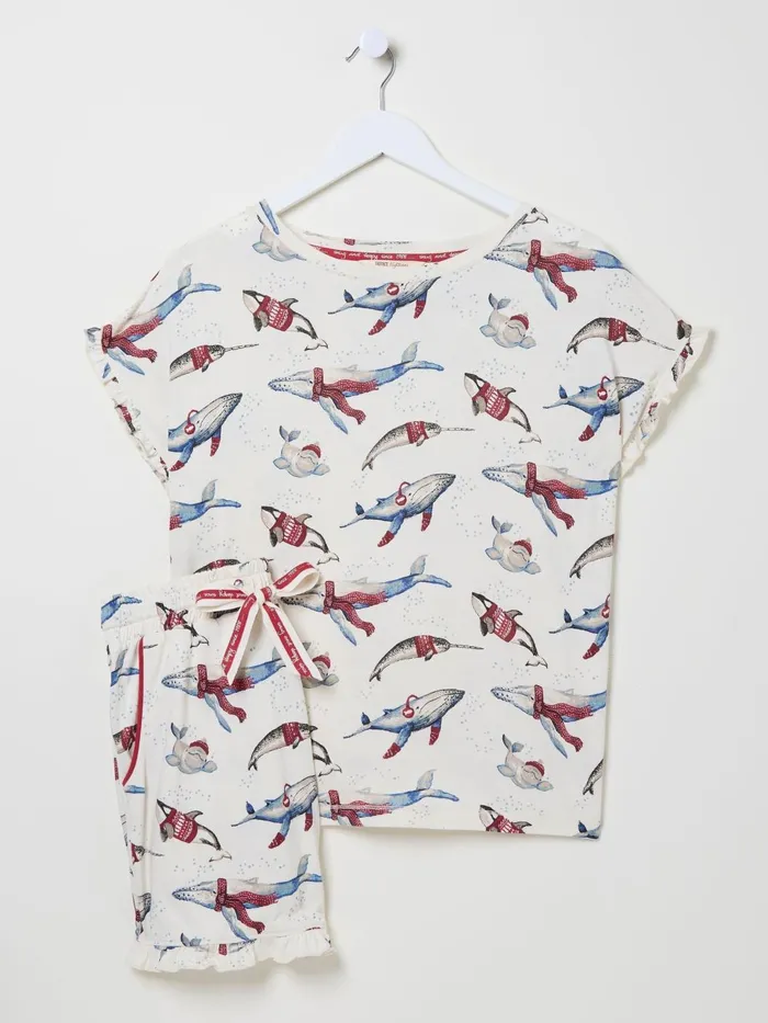 Fat Face Pyjamas and Nightwear Ivory Shelter Wilson The Whale Pyjama Shorts Set 8211 Women