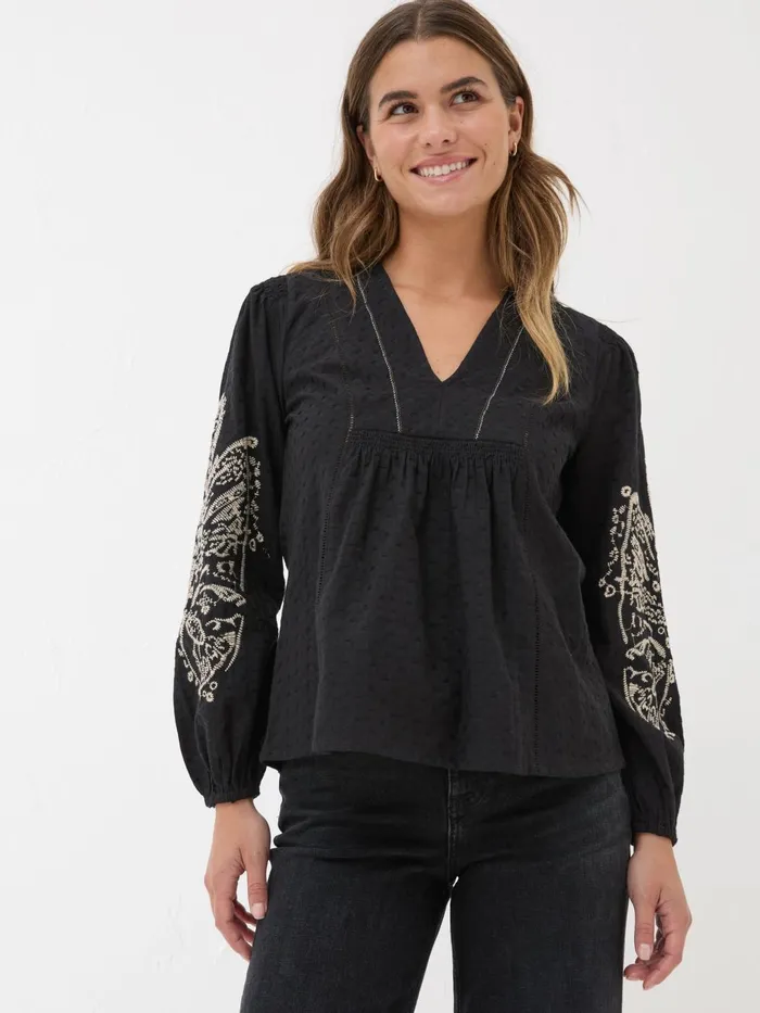 Fat Face Shirts and Blouses Black Lara Detail Blouse 8211 Women