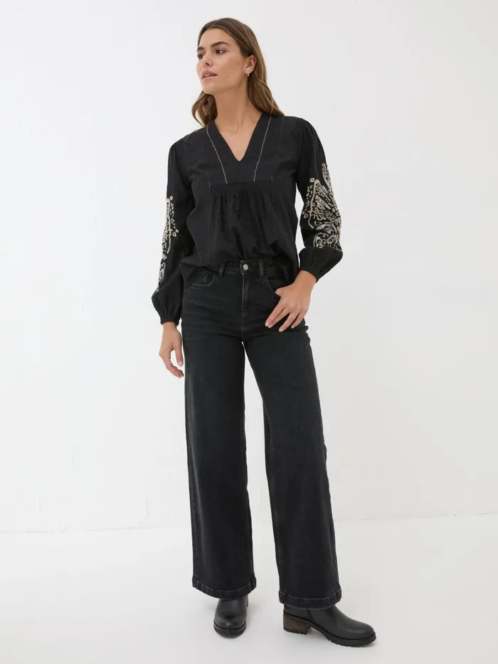 Fat Face Shirts and Blouses Black Lara Detail Blouse 8211 Women