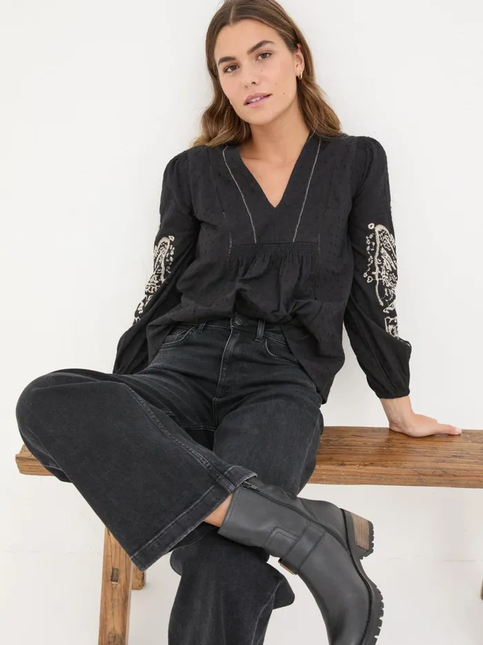 Fat Face Shirts and Blouses Black Lara Detail Blouse 8211 Women