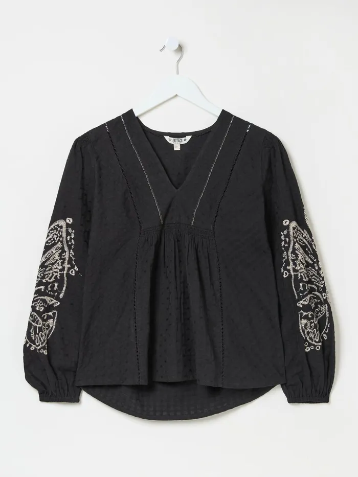Fat Face Shirts and Blouses Black Lara Detail Blouse 8211 Women