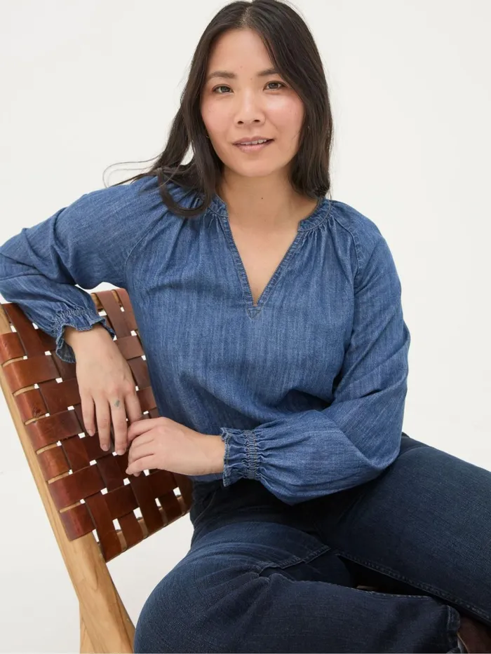 Fat Face Shirts and Blouses Pacey Vintage Blue Denim Blouse 8211 Women