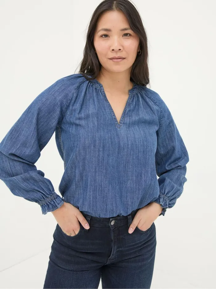 Fat Face Shirts and Blouses Pacey Vintage Blue Denim Blouse 8211 Women