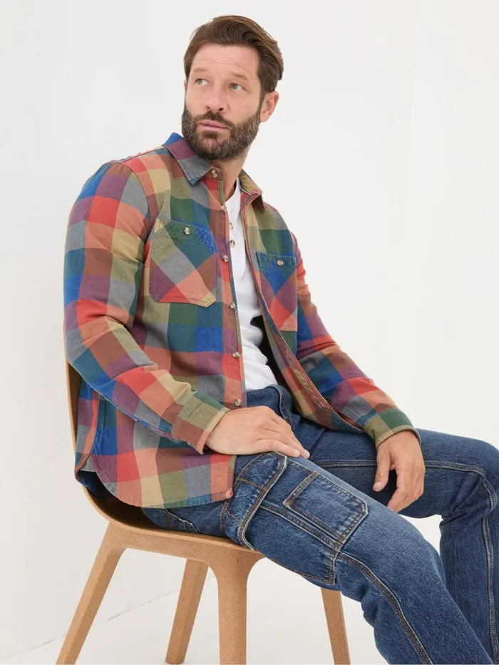 Fat Face Shirts BlueOrange Rye Buffalo Check Shirt 8211 Men