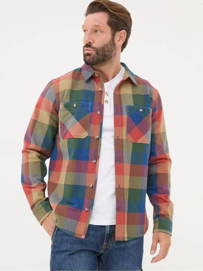 Fat Face Shirts BlueOrange Rye Buffalo Check Shirt 8211 Men