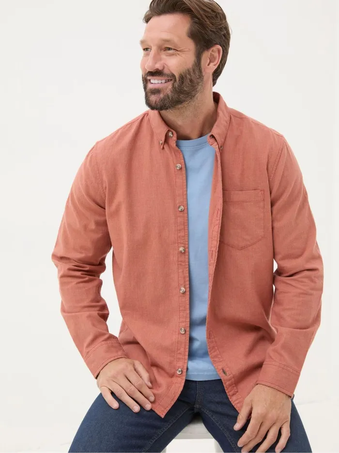 Fat Face Shirts Orange Long Sleeve Tadlow Shirt 8211 Men