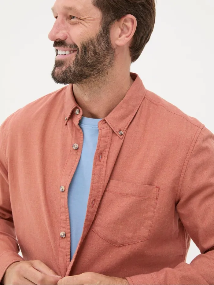 Fat Face Shirts Orange Long Sleeve Tadlow Shirt 8211 Men