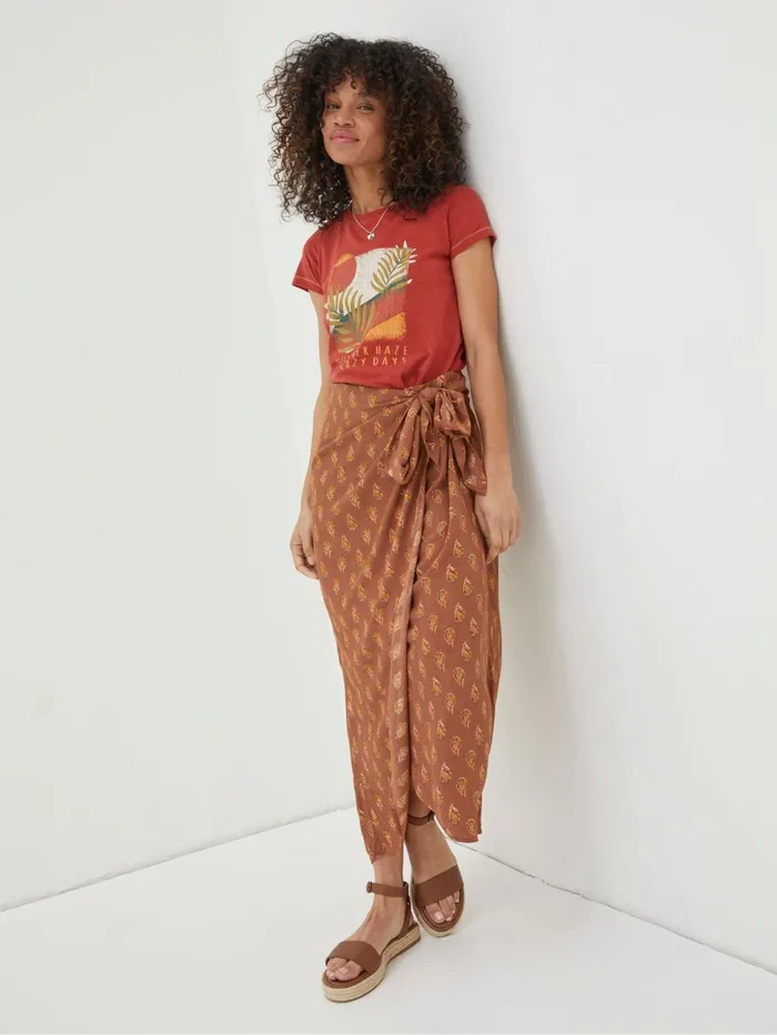 Fat Face Skirts Brown Serren Woodblock Midi Skirt 8211 Women