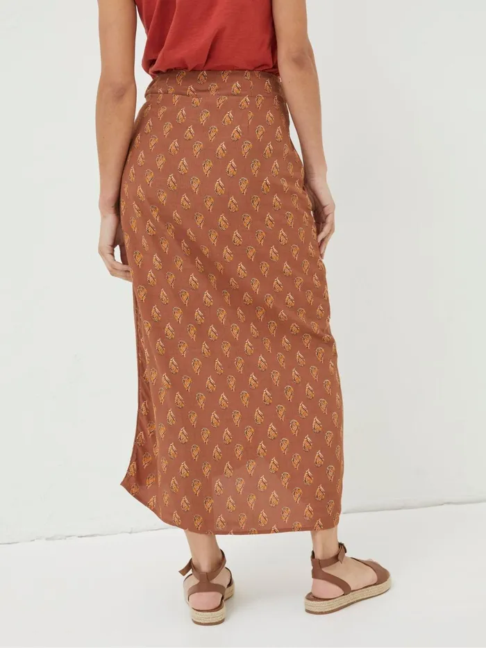 Fat Face Skirts Brown Serren Woodblock Midi Skirt 8211 Women