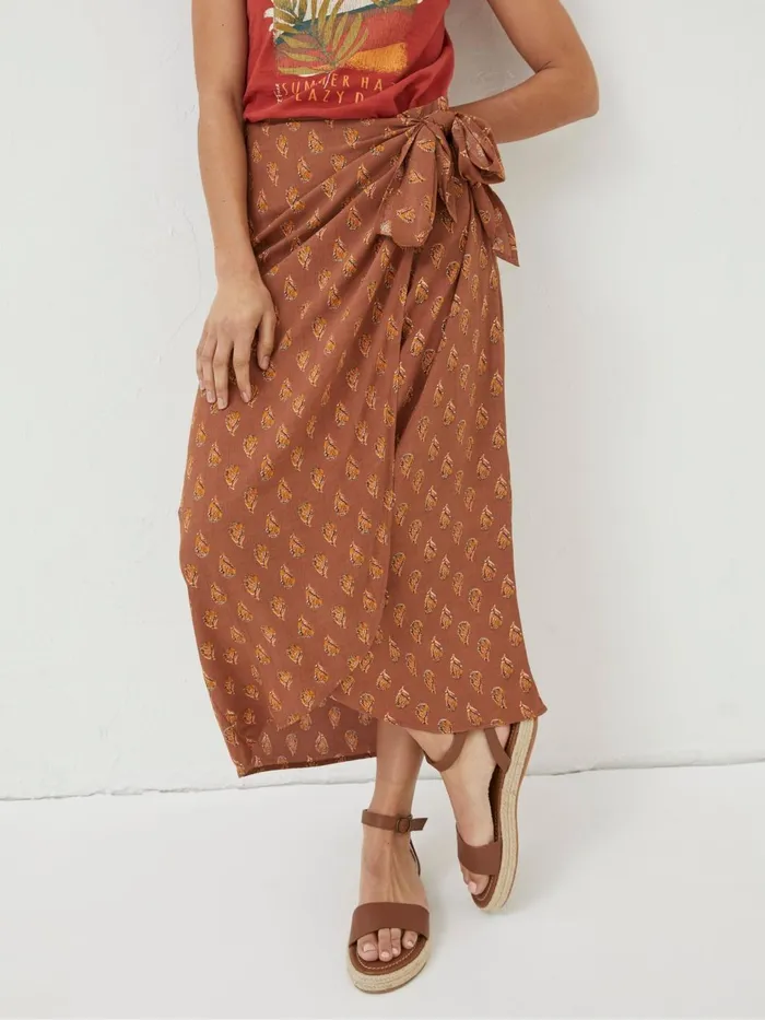 Fat Face Skirts Brown Serren Woodblock Midi Skirt 8211 Women