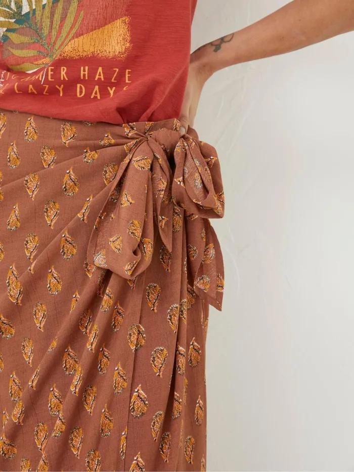 Fat Face Skirts Brown Serren Woodblock Midi Skirt 8211 Women