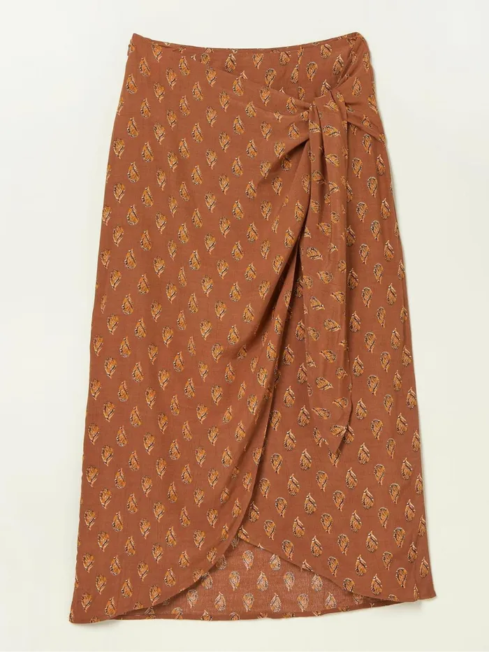 Fat Face Skirts Brown Serren Woodblock Midi Skirt 8211 Women