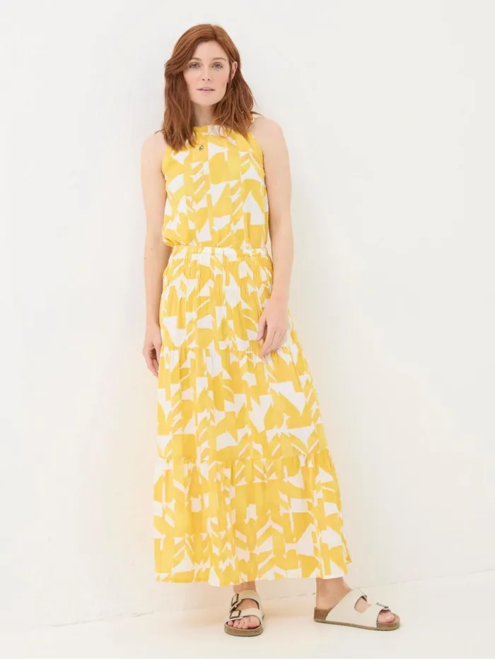 Fat Face Skirts Yellow Marina Med Geo CottonLinen Mix Maxi Skirt 8211 Women