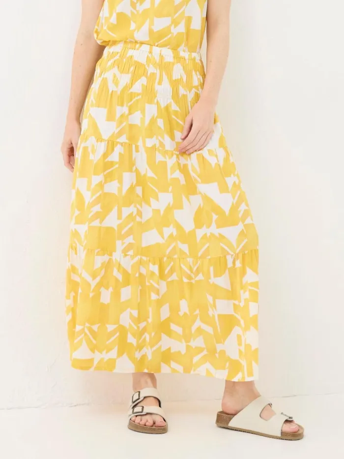 Fat Face Skirts Yellow Marina Med Geo CottonLinen Mix Maxi Skirt 8211 Women
