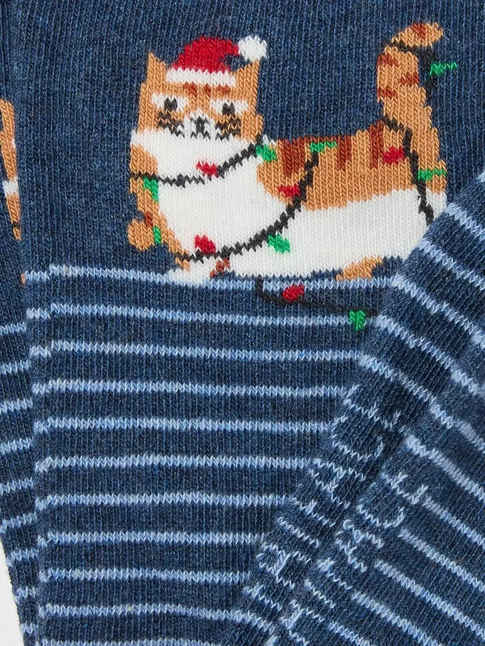 Fat Face Socks and Tights Blue Navy Cat In Lights Socks 1 Pack 8211 Women