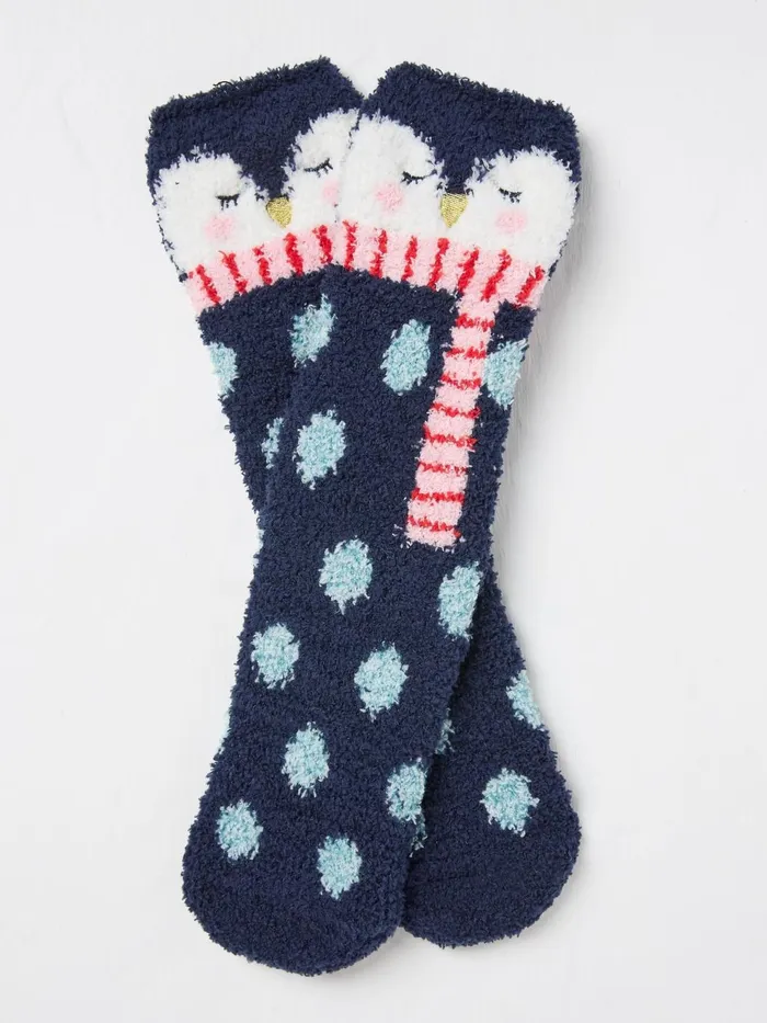 Fat Face Socks and Tights Blue Navy Cosy Penguin Socks 8211 Women
