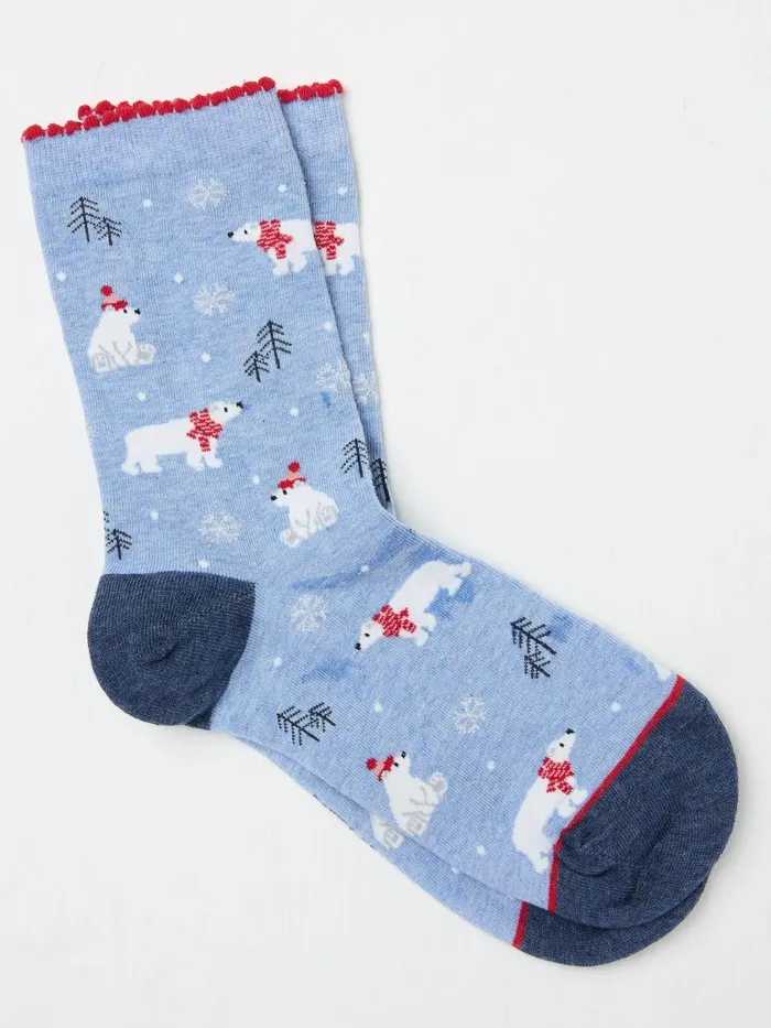 Fat Face Socks and Tights Blue Polar Bear Socks 1 Packs 8211 Women