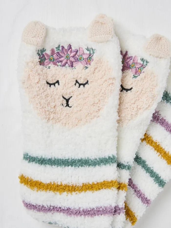 Fat Face Socks and Tights Cream Llama Fluffy Socks 8211 Women