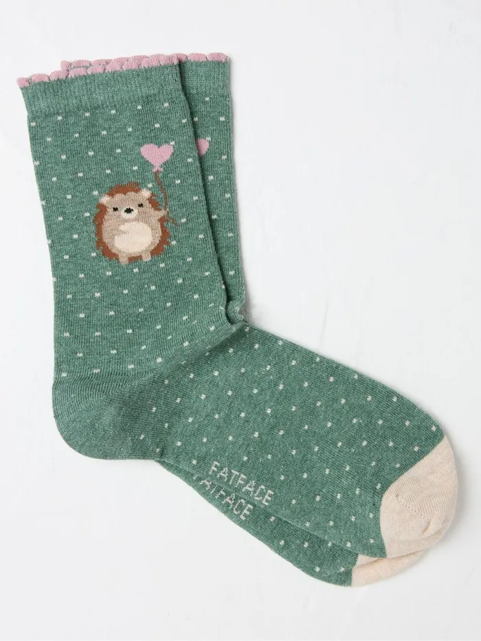 Fat Face Socks and Tights Green Hedgehog Socks 1 Pack Size 47 8211 Women