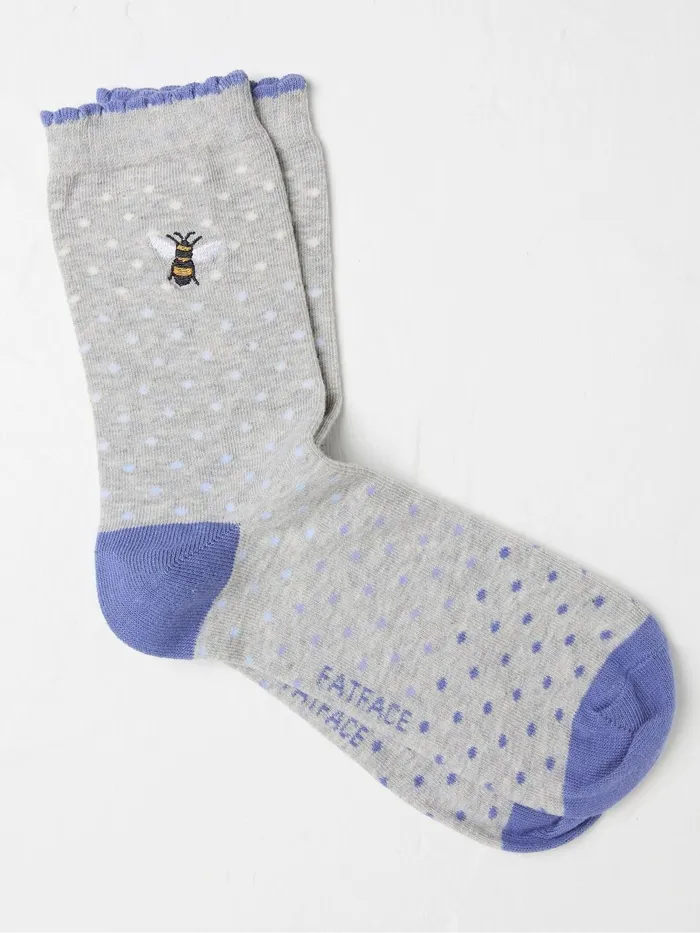 Fat Face Socks and Tights Grey Bee Socks 1 Pack Size 47 8211 Women