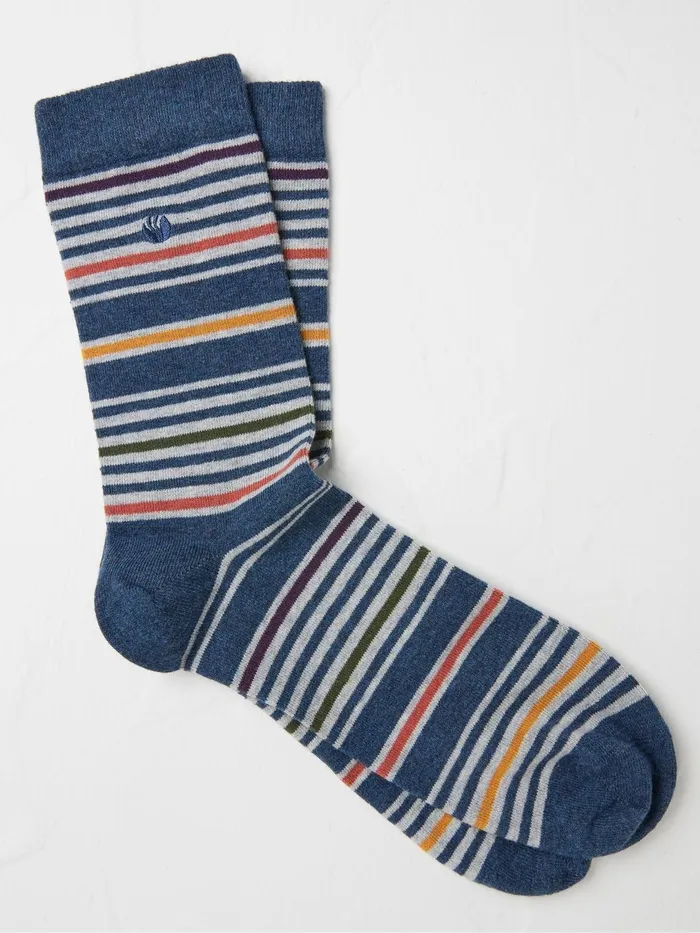 Fat Face Socks Blue and Grey Stripe Socks 1 Pack 8211 Men