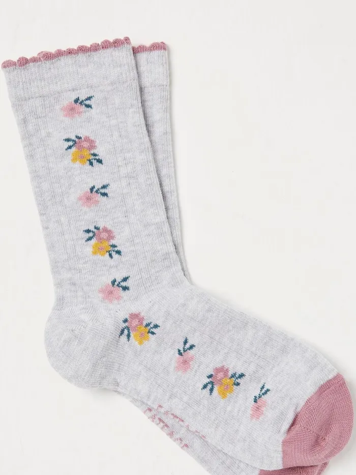 Fat Face Socks Grey Floral Socks 1 Pack 8211 Kids