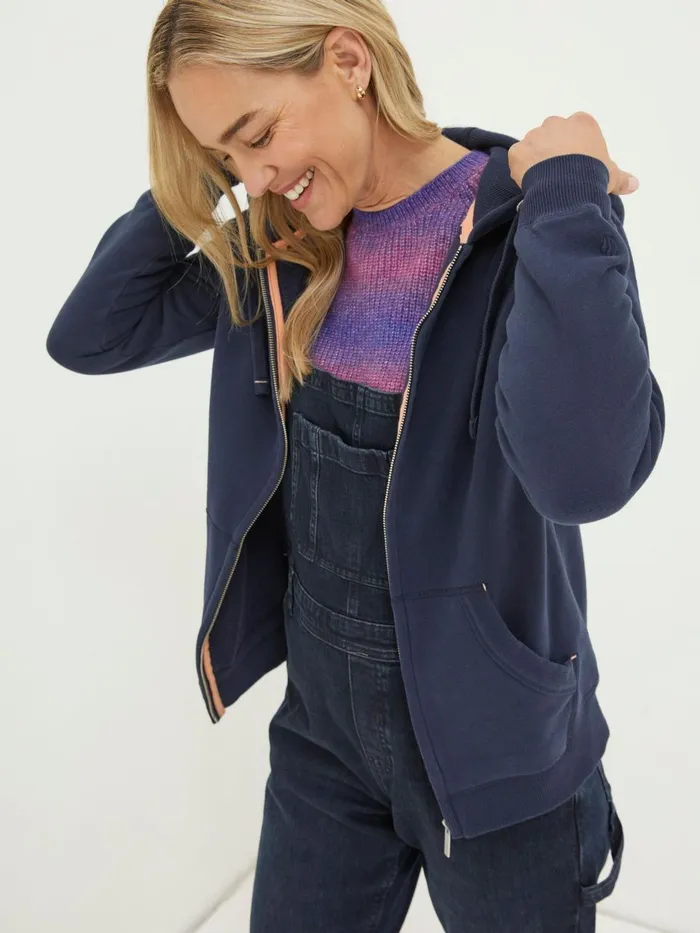 Fat Face Sweatshirts and Hoodies Amy Navy Blue Zip Through Hoodie 8211 Women