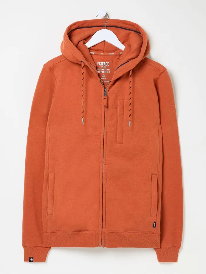 Fat Face Sweatshirts and Hoodies Brooke Orange Zip Through Hoodie 8211 Men