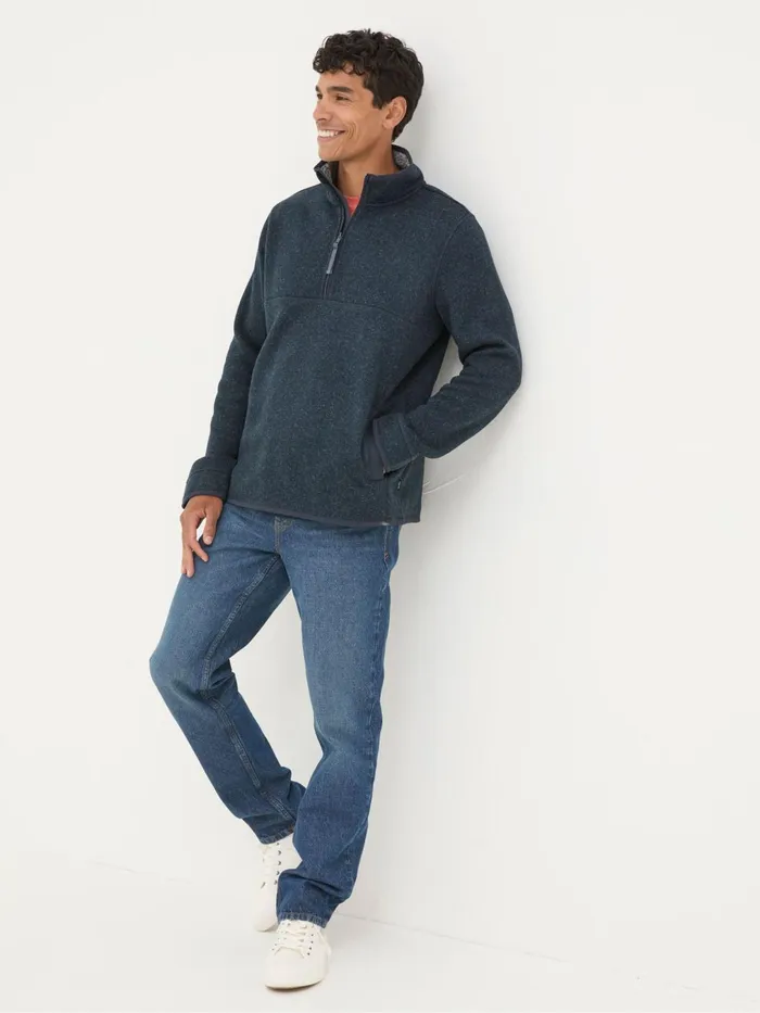 Fat Face Sweatshirts and Hoodies Haxby Navy Blue Half Neck Sweatshirt 8211 Men