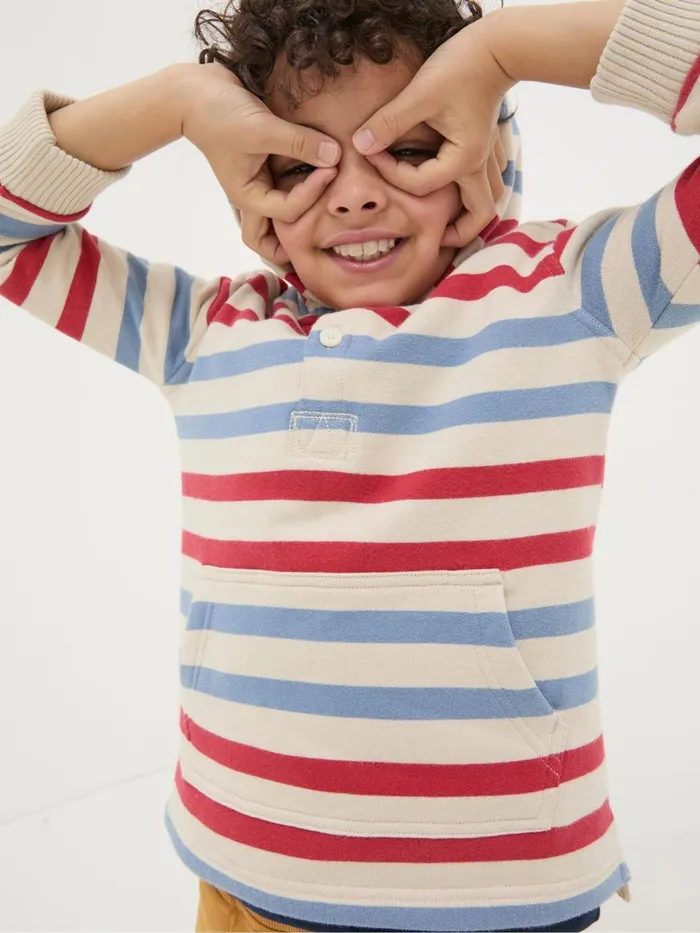 Fat Face Sweatshirts and Hoodies Natural Stripe Half Neck Hoodie 8211 Kids