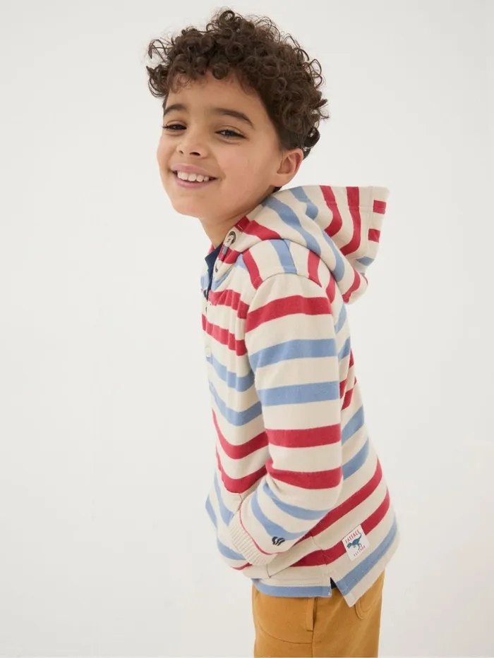 Fat Face Sweatshirts and Hoodies Natural Stripe Half Neck Hoodie 8211 Kids