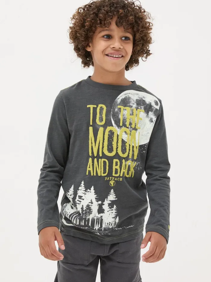 Fat Face TShirts and Polos Charcoal Grey Moon Graphic TShirt 8211 Kids