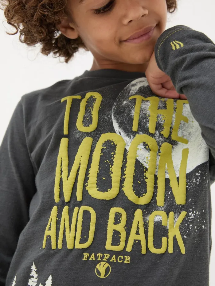 Fat Face TShirts and Polos Charcoal Grey Moon Graphic TShirt 8211 Kids Fat Face TShirts and Polos Charcoal Grey Moon Graphic TShirt 8211 Kids