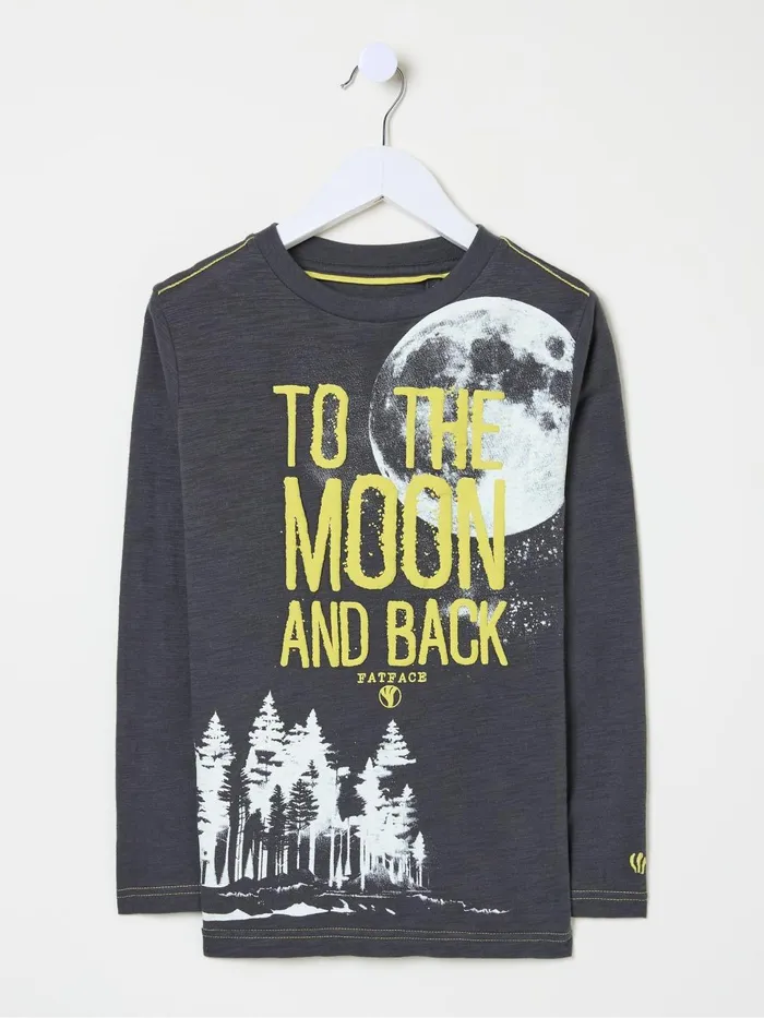 Fat Face TShirts and Polos Charcoal Grey Moon Graphic TShirt 8211 Kids Fat Face TShirts and Polos Charcoal Grey Moon Graphic TShirt 8211 Kids