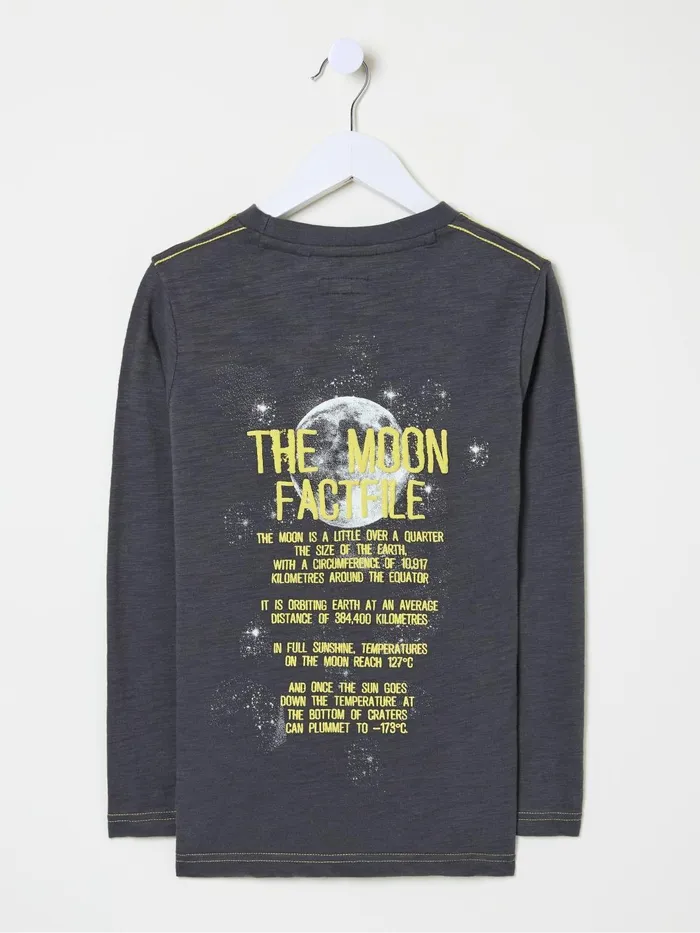 Fat Face TShirts and Polos Charcoal Grey Moon Graphic TShirt 8211 Kids Fat Face TShirts and Polos Charcoal Grey Moon Graphic TShirt 8211 Kids