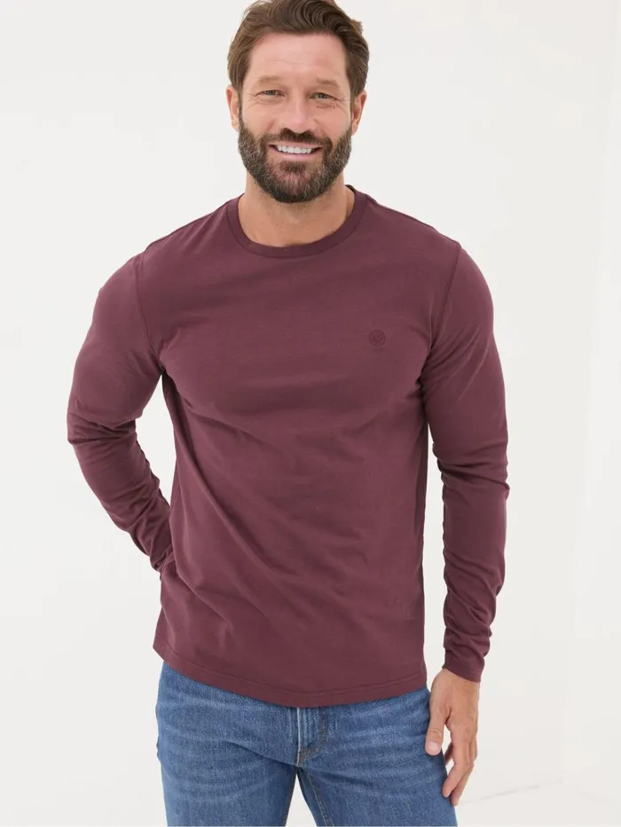 Fat Face TShirts Burgundy Red Long Sleeve 100 Cotton TShirts 3 Pack 8211 Men