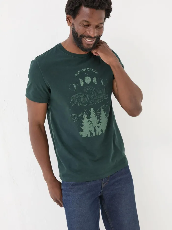 Fat Face TShirts Dark Teal 100 Cotton Discover Darkness Out Of Office TShirt 8211 Men Fat Face TShirts Dark Teal 100 Cotton Discover Darkness Out Of Office TShirt 8211 Men
