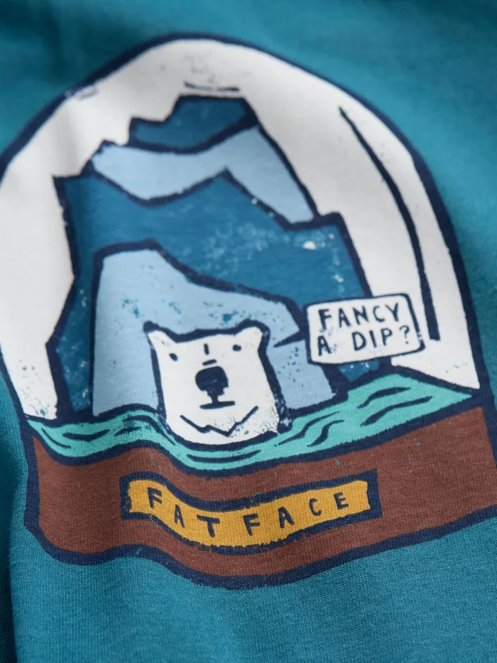 Fat Face TShirts Teal Blue 100 Cotton Bear Snow Globe TShirt 8211 Men Fat Face TShirts Teal Blue 100 Cotton Bear Snow Globe TShirt 8211 Men