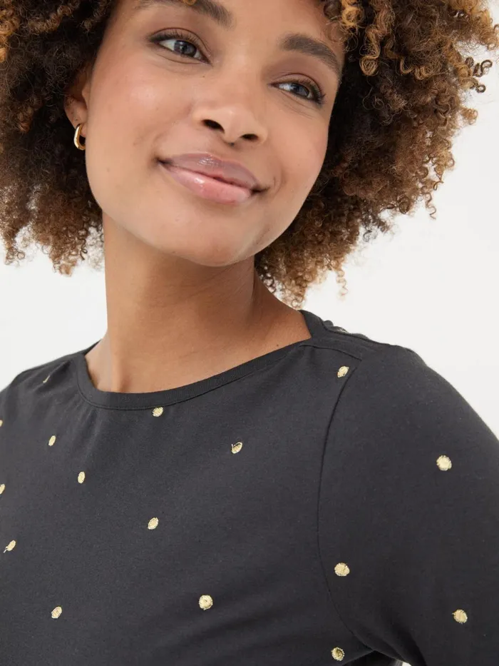 Fat Face Tops and TShirts Black Bree Spot Top 8211 Women